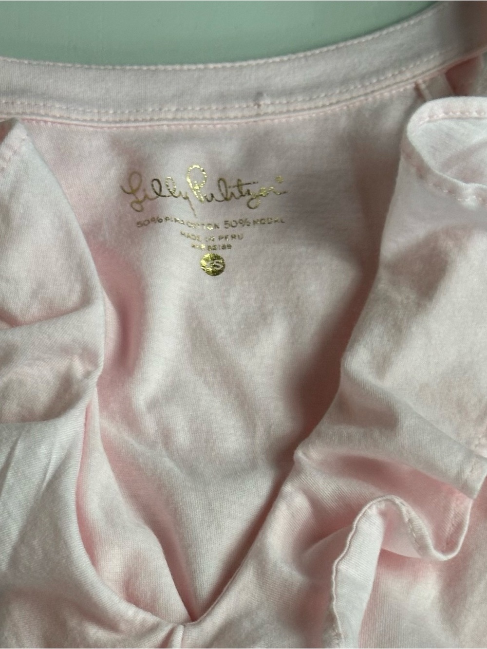Lilly Pulitzer Light Pink Classic Ruffle Sleeveless Top Cotton Blend Size XS - Picture 8 of 9